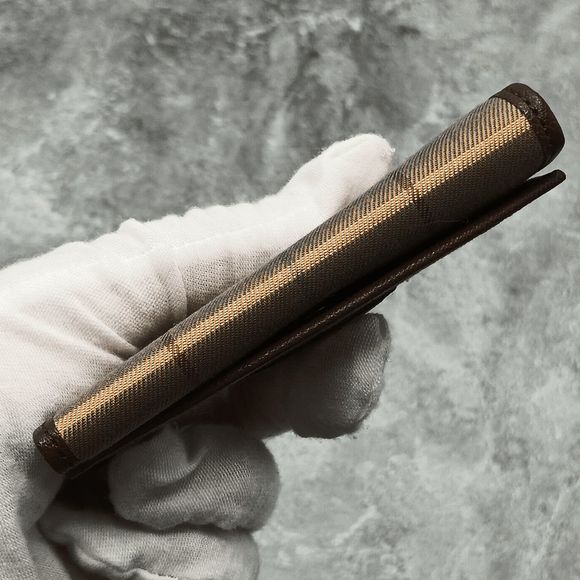 4NWOT Burberry Plaid 4 Leather Canvas Gold Ring Compact Small Sz Key Case Pouch - Picture 5 of 10